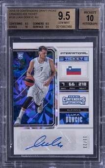 2018-19 Panini Contenders Draft Picks Cracked Ice Ticket #126 Luka Doncic Signed Rookie Card (#11/23) - BGS GEM MINT 9.5/BGS 10